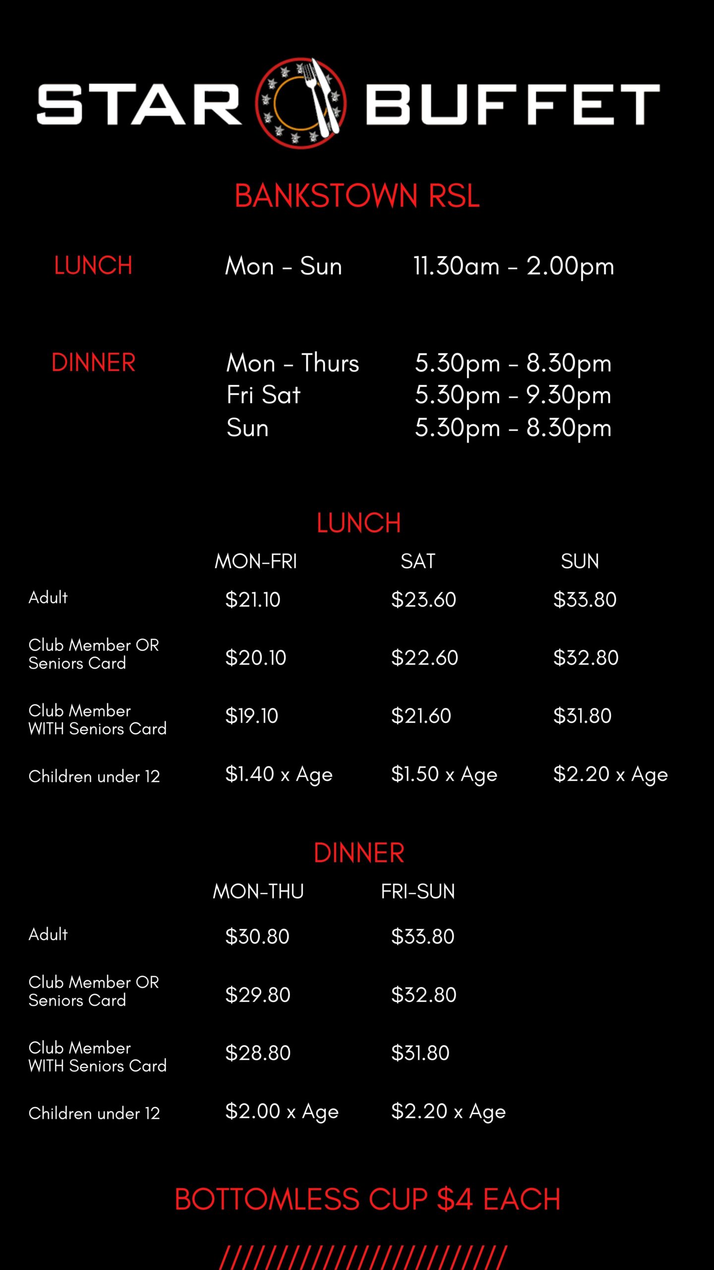 Buffet New Pricing March 2022